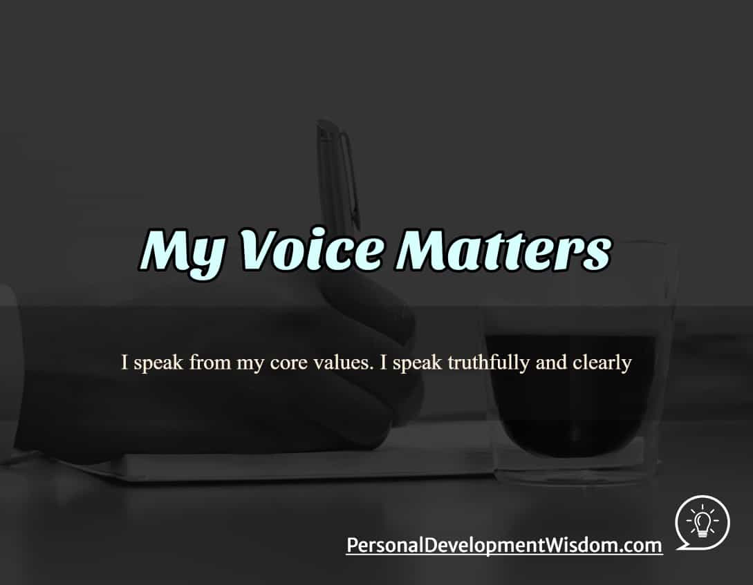 voice matter clear learn action encourage heal confident speak aware guide heart express intuition fear doubt benefit believe say core